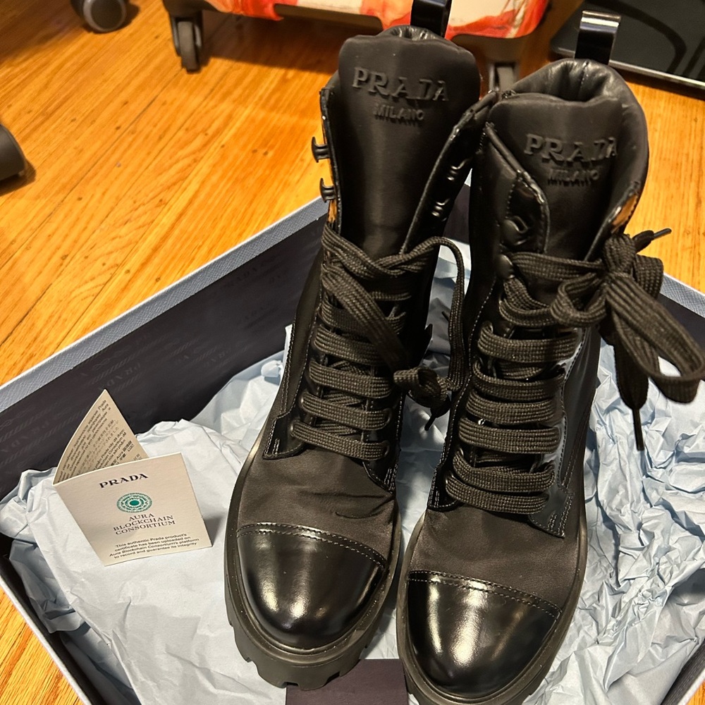 Prada Re-Nylon Combat Boots - Picture 6 of 15